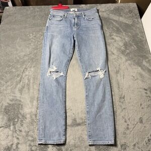 Agolde Toni Mid Rise Straight Light‎ Wash Distressed Jeans Ankle Size 26